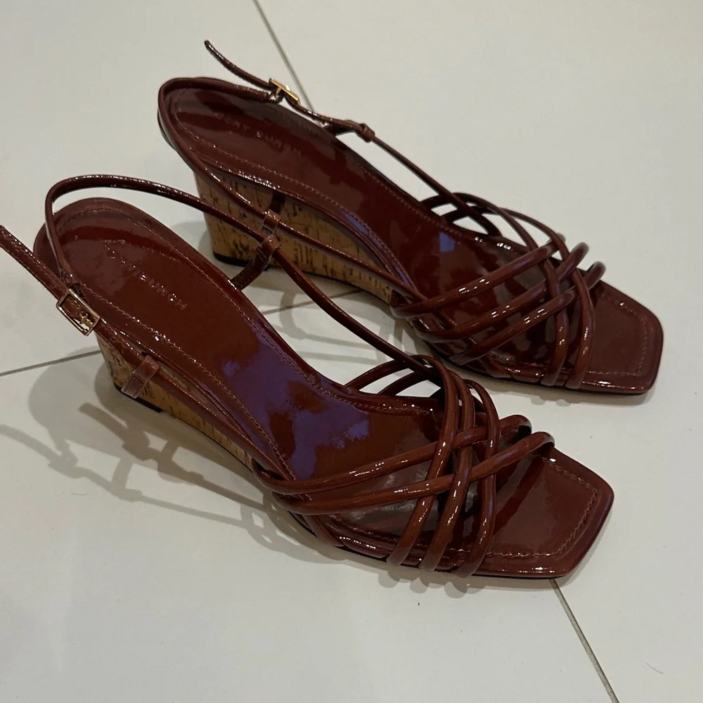 Tory Burch Multi Strap Wedge Sandals 75mm Women's  9.5 nwt